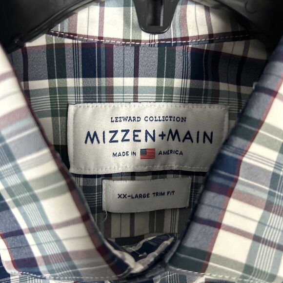 Mizzen + Main Mens Button Shirt XXL Trim Fit Stretch Multicolor Check Leeward - Picture 5 of 11